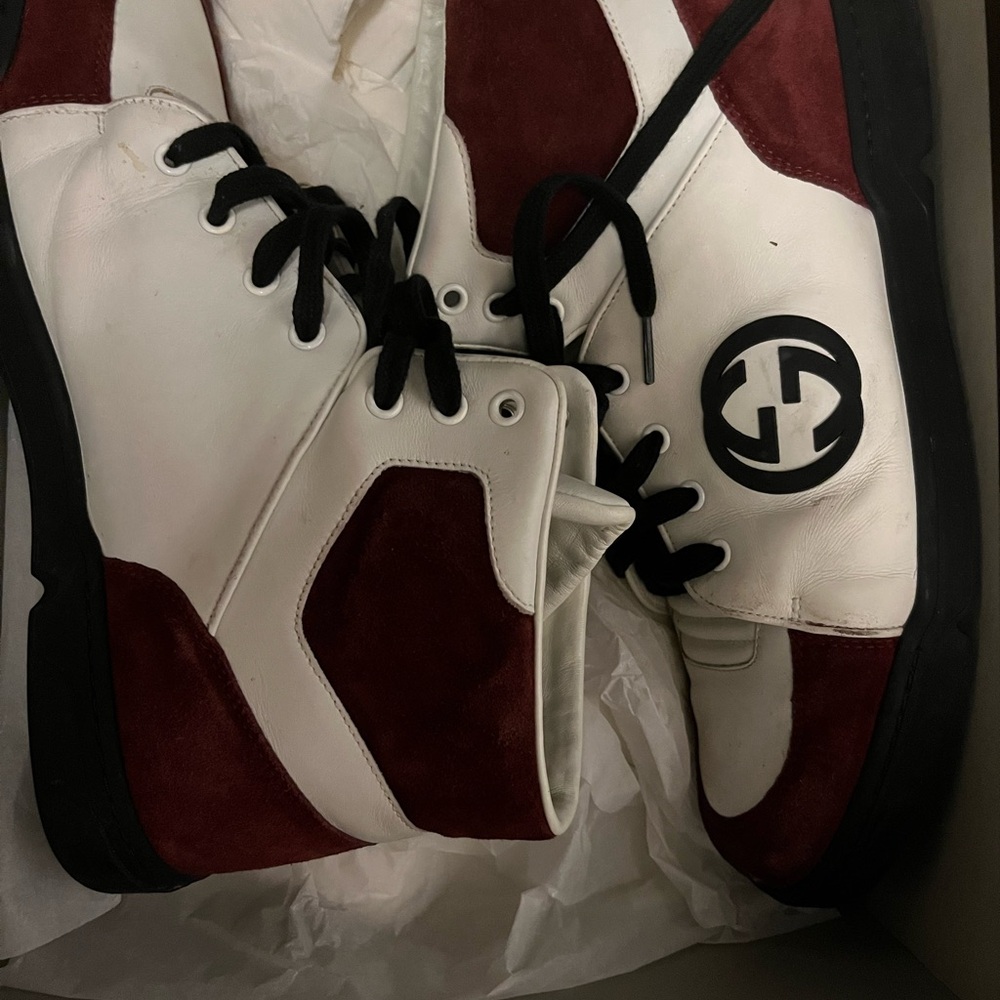 Gucci Red and White High-Top Sneakers